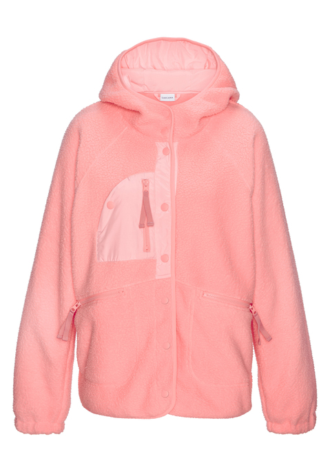 Bild: Fleecejacke von Vivance Active by Lascana: Modisch-sportliche Fleecejacke von Bench mit Kapuze und Abrundungen an Saum und Kragen. Fledermausflügelärmel für eine moderne Silhouette. Reißverschlusstaschen vorn und eine Tasche auf der rechten Brust mit Logo-Stickerei. Weiche, wärmende Qualität.