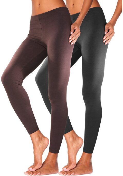 Bild: Leggings von Vivance Active by Lascana: Leggings von Vivance im praktischen 2er Pack. Figurbetonte Passform. Elastisches Material: 95% Baumwolle, 5% Elasthan. Graumeliert und Anthrazitmeliert: 60% Baumwolle, 35% Polyester, 5% Elasthan.