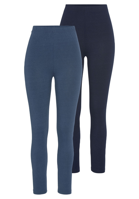 Bild: Leggings von Vivance Active by Lascana: Leggings von Vivance im praktischen 2er Pack. Figurbetonte Passform. Elastisches Material: 95% Baumwolle, 5% Elasthan. Graumeliert und Anthrazitmeliert: 60% Baumwolle, 35% Polyester, 5% Elasthan.