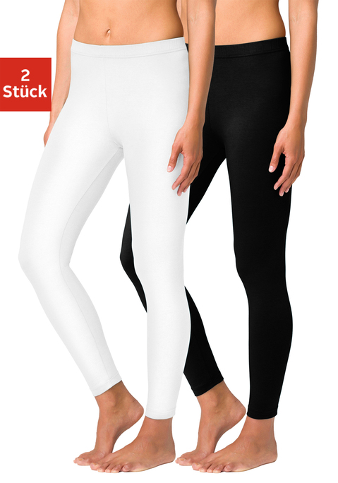 Bild: Leggings von Vivance Active by Lascana: Leggings von Vivance im praktischen 2er Pack. Figurbetonte Passform. Elastisches Material: 95% Baumwolle, 5% Elasthan. Graumeliert und Anthrazitmeliert: 60% Baumwolle, 35% Polyester, 5% Elasthan.