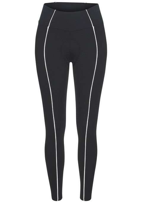 Bild: Radhose von Vivance Active by Lascana: Performance-Leggings von Vivance Active. Reflektierender Streifen am linken Bein. Mit elastischem Bund. Reißverschlusstasche hinten. Gesäßpolster für Komfort während der Fahrt. Funktionale Qualität.