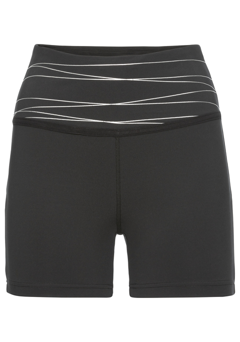 Bild: Shorts von Vivance Active by Lascana: Coole Performance-Shorts von Vivance Active. Modisch breiter, elastischer Bund mit reflektierendem Streifenmuster. Innentasche für Kleinigkeiten. Enge Passform. Atmungsaktives, elastisches Funktionsmaterial.