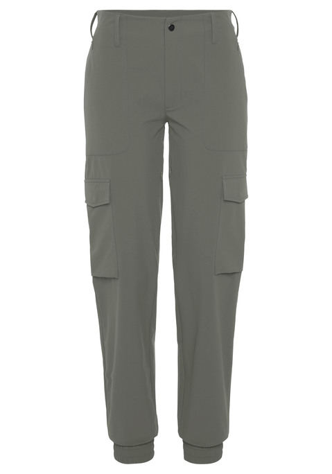 Bild: Trekkinghose von Vivance Active by Lascana: Trekkinghose von Vivance Active. Mit Seitentaschen und aufgesetzten Cargo-Taschen. High-waist-Passform mit elastischen Bündchen. Wasserabweisende Qualität aus 92% Polyamid, 8% Elasthan.
