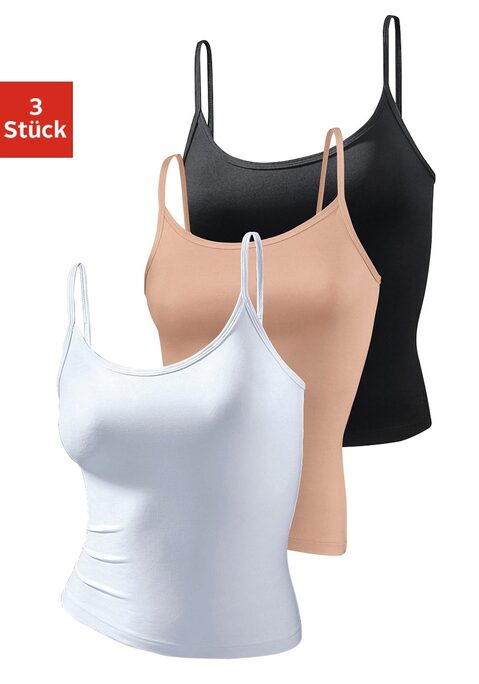 Bild: Unterhemd von Vivance Active by Lascana: Vivance Active Spaghettitops im 3er-Pack. In schönen Farben und unkompliziertem Design. Aus hochwertiger, formstabiler Microfaser.