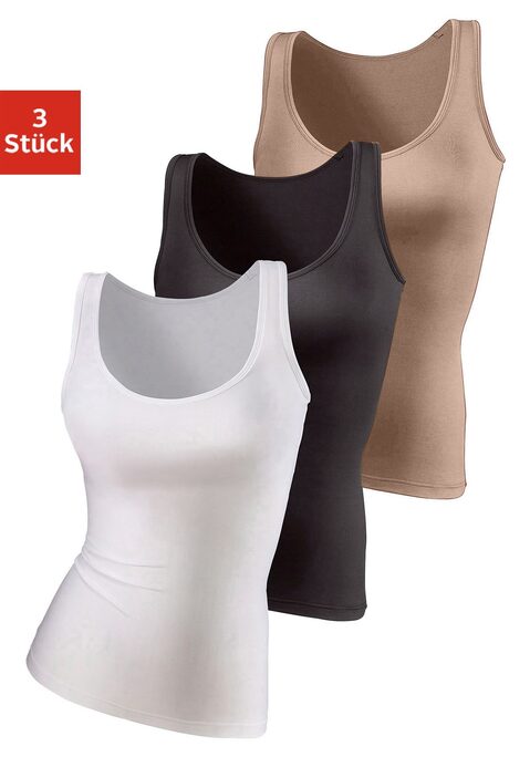 Bild: Unterhemd von Vivance Active by Lascana: Vivance Active Tanktop im 3er-Pack. In schönen Farben und unkompliziertem Design. Aus hochwertiger, formstabiler Microfaser.