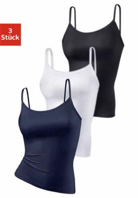 Bild: Unterhemd von Vivance Active by Lascana: Vivance Active Spaghettitops im 3er-Pack. In schönen Farben und unkompliziertem Design. Aus hochwertiger, formstabiler Microfaser.