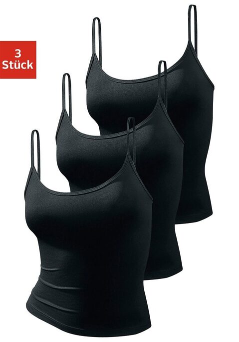 Bild: Unterhemd von Vivance Active by Lascana: Vivance Active Spaghettitops im 3er-Pack. In schönen Farben und unkompliziertem Design. Aus hochwertiger, formstabiler Microfaser.