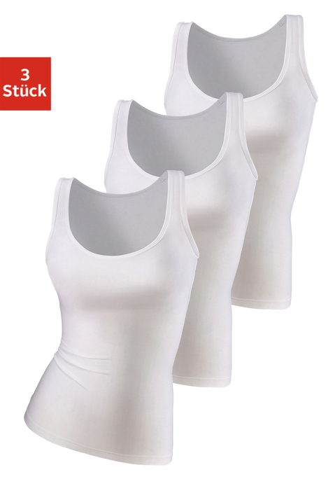 Bild: Unterhemd von Vivance Active by Lascana: Vivance Active Tanktop im 3er-Pack. In schönen Farben und unkompliziertem Design. Aus hochwertiger, formstabiler Microfaser.