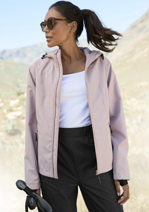 Bild: Funktionsjacke von Vivance active: Modische Funktionsjacke von Vivance Active mit Kapuze,  erweiterbarem Reißverschluss und verschweißten Nähten. Atmungsaktive Membran. Wasserabweisendes Material mit einer Wassersäule von 8000 mm.