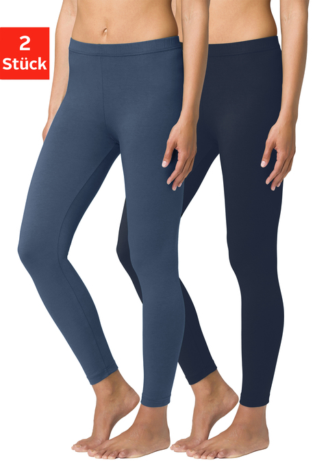 Bild: Leggings von Vivance active: Leggings von Vivance im praktischen 2er Pack. Figurbetonte Passform. Elastisches Material: 95% Baumwolle, 5% Elasthan. Graumeliert und Anthrazitmeliert: 60% Baumwolle, 35% Polyester, 5% Elasthan.