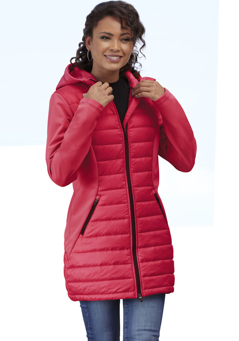 Bild: Steppjacke von Vivance active: Steppjacke von Vivance Active. Softshell-Ärmel und gesteppte Einsätze. Hoher Stehkragen mit Kapuze. 2-Wege-Reißverschluss. Zipper-Taschen. Leicht taillierte Passform. Funktionales Softshell-Material mit weichem Griff.