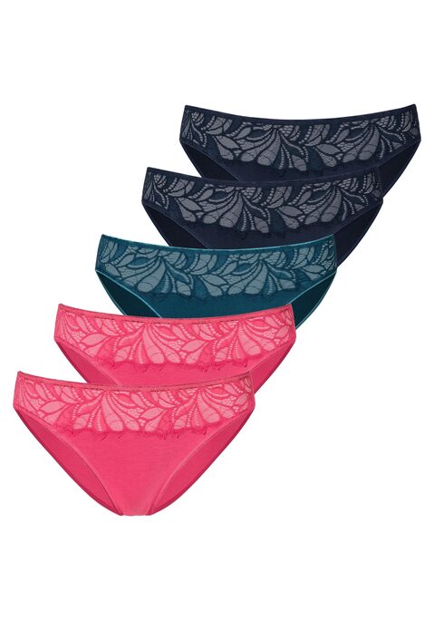 Bild: Bikinislip von Vivance: Vivance: Slips jeweils im 5er-Pack. Mit weichem Spitzeneinsatz vorn. Flache, elastische Taillen- und Beinabschlüsse.