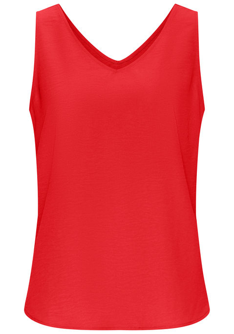 Bild: Blusentop von Vivance: Einfarbiges Blusentop von Vivance mit Tanktop-Trägern und femininem V-Ausschnitt. Figurumspielende Passform mit abgerundetem Saum. Pflegeleichtes Material aus Kunstfaser.