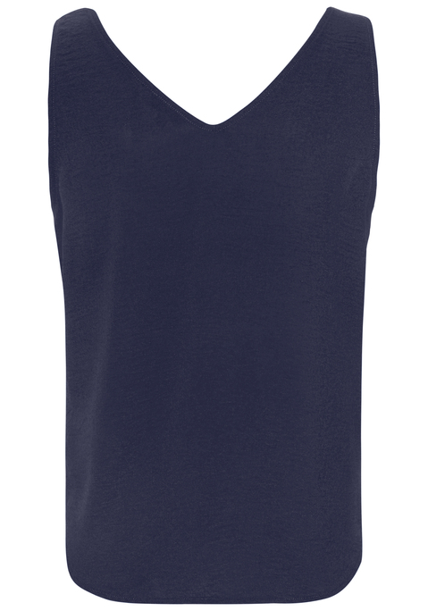 Bild: Blusentop von Vivance: Einfarbiges Blusentop von Vivance mit Tanktop-Trägern und femininem V-Ausschnitt. Figurumspielende Passform mit abgerundetem Saum. Pflegeleichtes Material aus Kunstfaser.