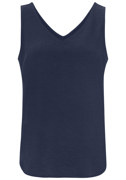 Bild: Blusentop von Vivance: Einfarbiges Blusentop von Vivance mit Tanktop-Trägern und femininem V-Ausschnitt. Figurumspielende Passform mit abgerundetem Saum. Pflegeleichtes Material aus Kunstfaser.