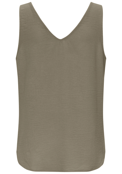 Bild: Blusentop von Vivance: Einfarbiges Blusentop von Vivance mit Tanktop-Trägern und femininem V-Ausschnitt. Figurumspielende Passform mit abgerundetem Saum. Pflegeleichtes Material aus Kunstfaser.