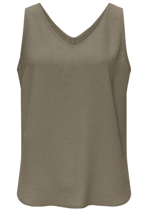 Bild: Blusentop von Vivance: Einfarbiges Blusentop von Vivance mit Tanktop-Trägern und femininem V-Ausschnitt. Figurumspielende Passform mit abgerundetem Saum. Pflegeleichtes Material aus Kunstfaser.