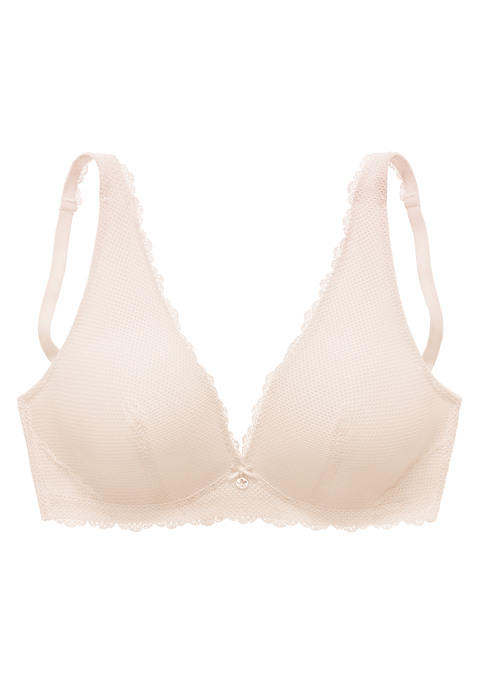 Bild: Bralette-BH von Vivance: Femininer Bralette-BH (ohne Bügel) im angesagtem High-Apex-Design. Rundherum aus elastischer Netzspitze mit zartem Mesh unterlegt. Mit feiner Zierschleife und hübschem Accessoire vorne mittig. Individuell verstellbare Träger sowie Rückenverschluss. Passende Unterteile aus der gleichen Serie erhältlich. Reizwäsche. Verführerische Dessous. Spitzen-Dessous. Romantische Dessous. Verspielte Dessous. Aus 92% Polyamid, 8% Elasthan.