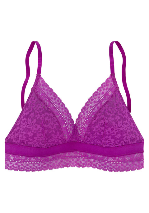 Bild: Bralette-BH von Vivance: Femininer Bralette-BH (ohne Wattierung) aus anteilig recyceltem Polyamid in der Spitze. In modischer Triangle-Schnittform. Unterbrustband  und Cupkante aus floraler Spitze. Träger und Rückenverschluss sind individuell verstellbar. Mit passenden Unterteilen aus der gleichen Serie erhältlich. Sexy Dessous. Spitzen-Dessous. Romantische Dessous. Verspielte Dessous. Obermaterial: 85% Polyamid, 15% Elasthan.