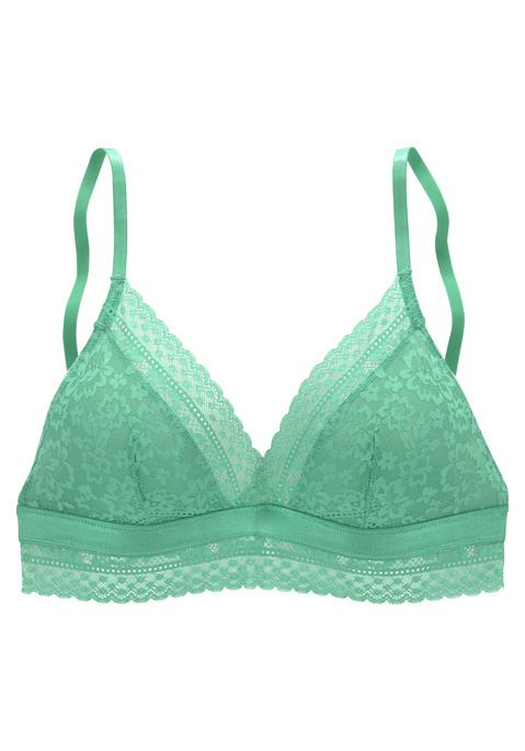 Bild: Bralette-BH von Vivance: Femininer Bralette-BH (ohne Wattierung) aus anteilig recyceltem Polyamid in der Spitze. In modischer Triangle-Schnittform. Unterbrustband  und Cupkante aus floraler Spitze. Träger und Rückenverschluss sind individuell verstellbar. Mit passenden Unterteilen aus der gleichen Serie erhältlich. Sexy Dessous. Spitzen-Dessous. Romantische Dessous. Verspielte Dessous. Obermaterial: 85% Polyamid, 15% Elasthan.