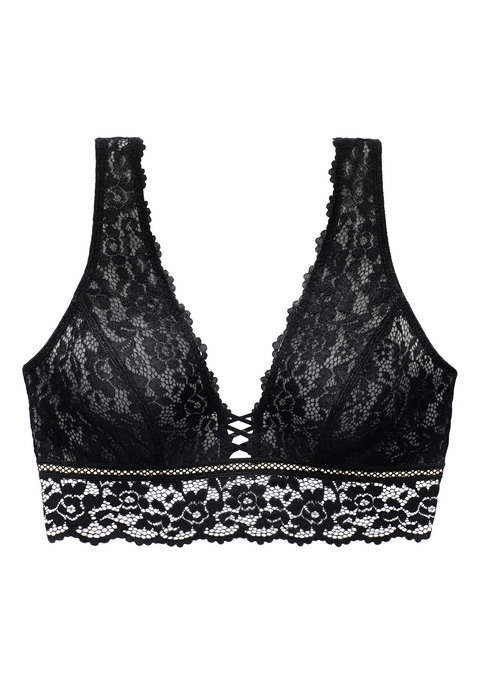 Bild: Bralette-BH von Vivance: Femininer Bralette-BH ohne Bügel und unwattiert. Rundherum aus floraler Jacquardspitze in transparenter Optik. Feine Bänder-Optik in der vorderen Mitte. Individuell verstellbarer Rückenverschluss. Passende Unterteile aus der gleichen Serie erhältlich. Sexy Dessous. Spitzen-Dessous. Romantische Dessous. Verspielte Dessous. Obermaterial: 86% Polyamid, 14% Elasthan.