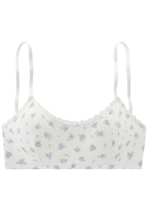 Bild: Bralette-BH von Vivance: Romantische Bralette-BH mit hübscher Spitzenborte am Dekolleté. Rundherum aus softem Material mit Blumenmuster. Mit herausnehmbaren Cups. Individuell verstellbare Träger sowie Rückenverschluss. Passende Unterteile erhältlich, um dein Wäsche-Set zu vervollständigen. Aus 58% Baumwolle, 29% Polyamid, 13% Elasthan.