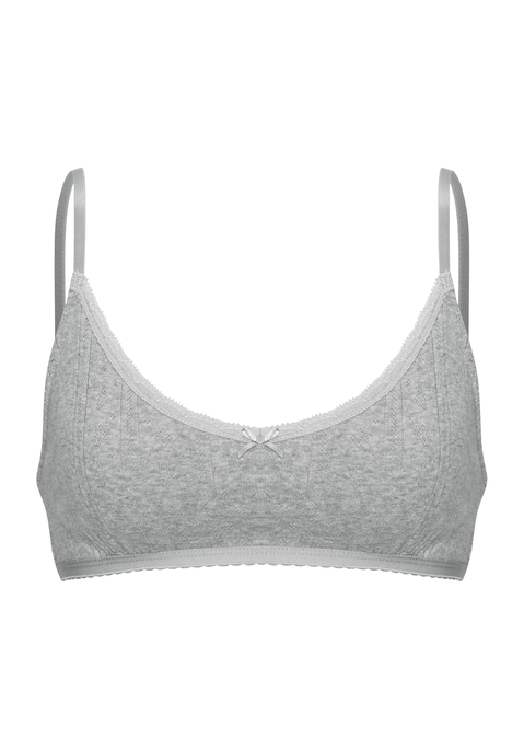 Bild: Bralette von Vivance: Stilvoller Bralette von Vivance. Aus feinem Pointelle-Strick. Mit zarter Spitze und Schleife am Ausschnitt. Hochwertige, weiche Baumwoll-Qualität.
