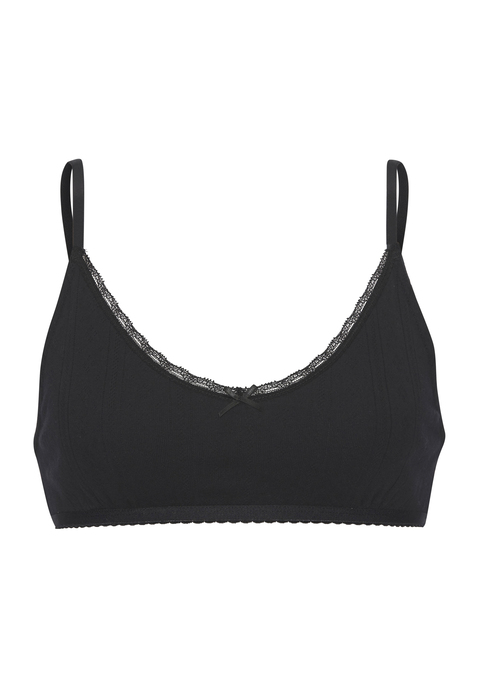 Bild: Bralette von Vivance: Stilvoller Bralette von Vivance. Aus feinem Pointelle-Strick. Mit zarter Spitze und Schleife am Ausschnitt. Hochwertige, weiche Baumwoll-Qualität.