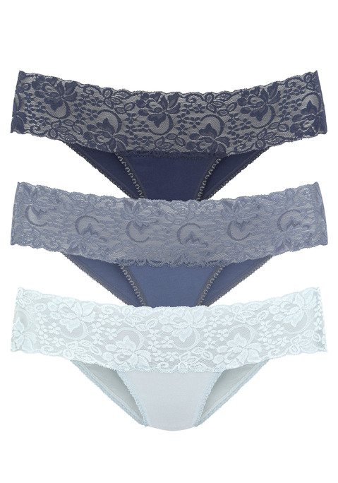 Bild: Brasilslip von Vivance: Feminine Brasilslips im 3er-Pack von Vivance. Breites, elastisches Spitzenbündchen. Weich eingefasster Beinausschnitt. Bequeme Stretchqualität.