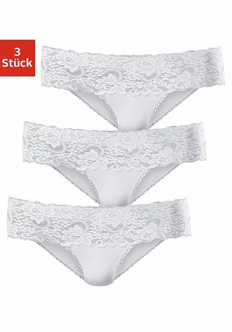 Bild: Brasilslip von Vivance: Feminine Brasilslips im 3er-Pack von Vivance. Breites, elastisches Spitzenbündchen. Weich eingefasster Beinausschnitt. Bequeme Stretchqualität.