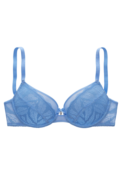 Bild: Bügel-BH von Vivance: Femininer Bügel-BH mit feiner Zierschleife und hübschem Accessoire in der vordere Mitte. Cups aus elastischer Jacquardspitze mit schönem Netzeinsatz am Obercup. Rücken aus blickdichtem Microtouch-Material. Individuell verstellbare Träger sowie Rückenverschluss. Passende Unterteile aus der gleichen Serie erhältlich. Aus 85% Polyamid, 15% Elasthan.