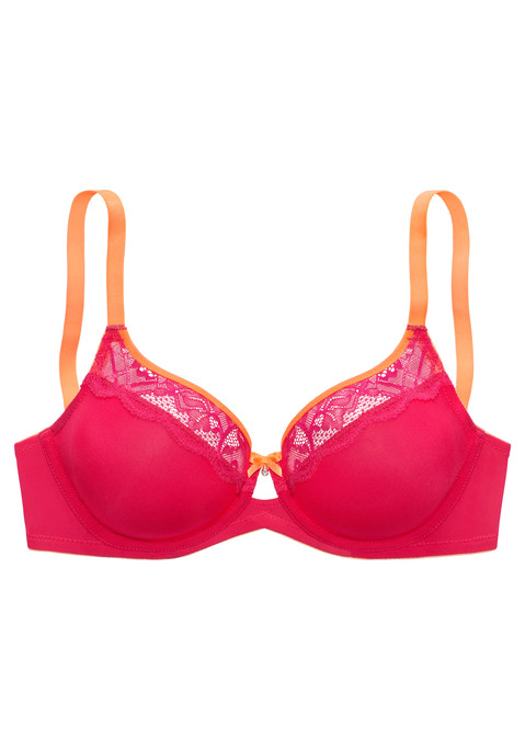 Bild: Bügel-BH von Vivance: Modischer T-Shirt-BH mit hübscher Zierschleife und Glitzeraccessoire in der vorderen Mitte. Rundherum aus feinem Mesh mit weichem Microtouch-Lining. Mit hübschen Spitzeneinsätzen am Cuprand. Individuell verstellbare Träger sowie Rückenverschluss. Passende Unterteile aus der gleichen Serie erhältlich. Verführerische Dessous. Spitzen-Dessous. Romantische Dessous. Verspielte Dessous. Aus 86% Polyamid, 14% Elasthan.