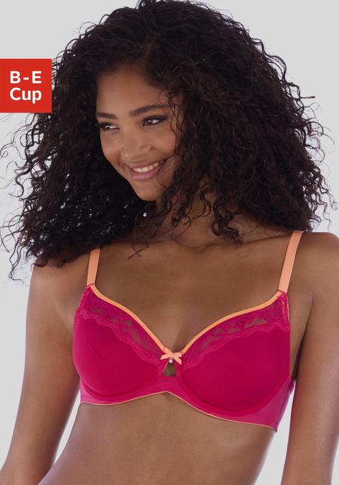 Bild: Bügel-BH von Vivance: Modischer T-Shirt-BH mit hübscher Zierschleife und Glitzeraccessoire in der vorderen Mitte. Rundherum aus feinem Mesh mit weichem Microtouch-Lining. Mit hübschen Spitzeneinsätzen am Cuprand. Individuell verstellbare Träger sowie Rückenverschluss. Passende Unterteile aus der gleichen Serie erhältlich. Verführerische Dessous. Spitzen-Dessous. Romantische Dessous. Verspielte Dessous. Aus 86% Polyamid, 14% Elasthan.