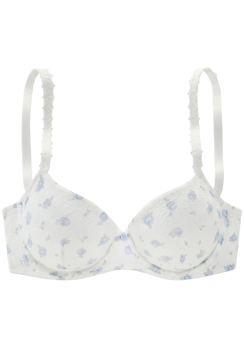 Bild: Bügel-BH von Vivance: Femininer Bügel-BH mit wunderschönen, dekorativen Spitzenträgern. Aus softem Material mit hübschem Blumenmuster und dezent transparentem Mesh. Cups mit weichem Mesh unterlegt. Individuell verstellbare Träger sowie Rückenverschluss. Aus 81% Polyamid, 19% Elasthan.