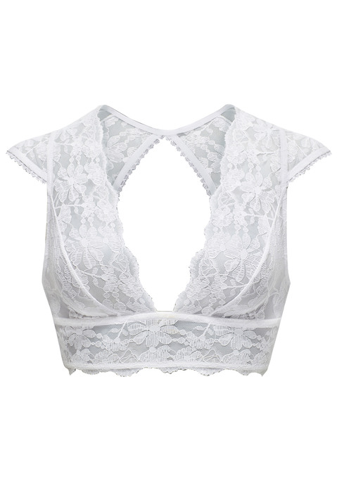 Bild: Bustier von Vivance: Hübsches Bra-Top in leichter Longform. Rundherum aus dezent transparenter Spitze in blumiger Optik. Mit tiefem Ausschnitt und entzückender Rückenpartie. Mit kurzen Ärmeln aus Spitze. Passendes Unterteil sowie Bralette-BH aus der gleichen Serie erhältlich. Obermaterial: 90% Polyamid, 10% Elasthan.