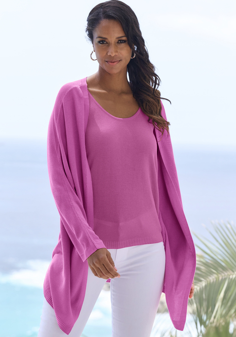 Bild: Cardigan von Vivance: Unifarbener, verschlussloser Longcardigan von Vivance. Basic-Look mit feinen Rippabschlüssen. Schön zu lässigen Looks. Aus besonders weich fließender Feinstrickqualität.
