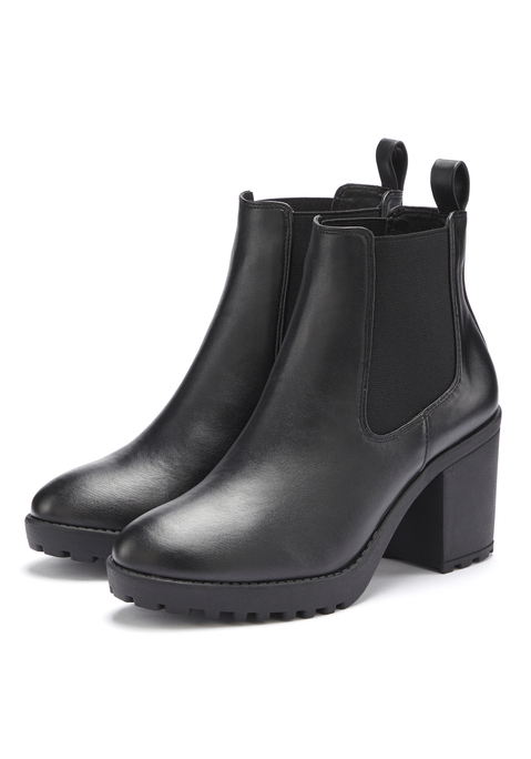 Bild: Chelseaboots von Vivance: Stiefelette mit Blockabsatz von VIVANCE. Absatzhöhe ca. 7,5 cm. Obermaterial, Futter und Decksohle aus Lederimitat. Laufsohle aus Synthetik.