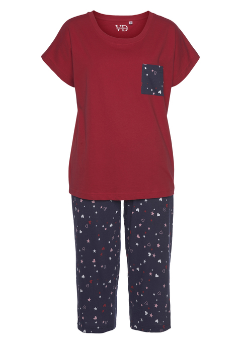 Bild: Capri-Pyjama von Vivance Dreams by Lascana: Capri-Pyjama mit Alloverdruck aus weicher Single Jersey Qualität aus Baumwolle. Mit jedem Kauf eines Artikels aus Cotton made in Africa untestützt Du die Initiative.
