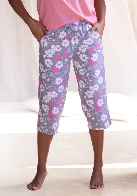Bild: Caprihose von Vivance Dreams by Lascana: Capri-Pyjamahose von Vivance Dreams. Mit Alloverprint. Elastischer Kordelzugbund. Seitliche Eingrifftaschen. Komfortable Baumwollqualität.