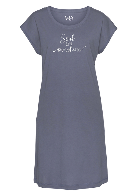 Bild: Nachthemd von Vivance Dreams by Lascana: Kurzes Nachthemd von Vivance Dreams. Mit Wording-Print vorn. Bequeme Passform mit Rundhalsausschnitt und kurzen, angeschnittenen Ärmeln. Weiche Single Jersey-Qualität aus 50% Baumwolle, 50% Viskose