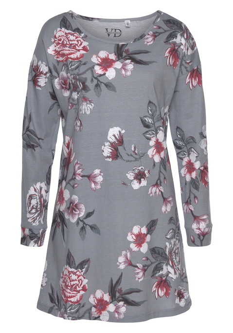 Bild: Nachthemd von Vivance Dreams by Lascana: Kurzes Nachthemd mit Blumen-Alloverdruck aus Weiche Single Jersey-Qualität aus reiner Baumwolle. Mit jedem Kauf eines Artikels aus Cotton made in Africa untestützt Du die Initiative.