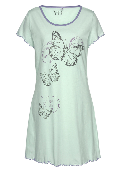 Bild: Nachthemd von Vivance Dreams by Lascana: Kurzes Nachthemd mit Schmetterlings-Frontdruck aus weicher Single Jersey-Qualität aus Baumwolle. Mit jedem Kauf eines Artikels aus Cotton made in Africa untestützt Du die Initiative.