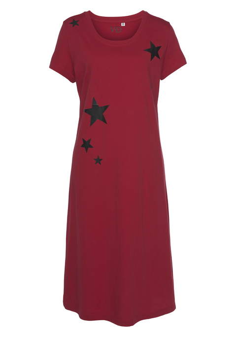 Bild: Nachthemd von Vivance Dreams by Lascana: Nachthemd in Midi-Länge mit großem Sternendruck aus Weiche Single Jersey-Qualität aus Baumwolle. Mit jedem Kauf eines Artikels aus Cotton made in Africa untestützt Du die Initiative.