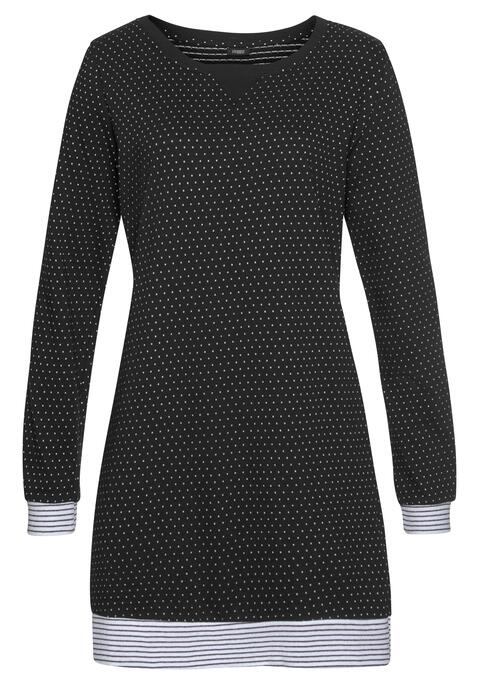 Bild: Nachthemd von Vivance Dreams by Lascana: Mit langen Ärmeln und breiten, gestreiften Rippbündchen an den Ärmeln und am Saum.  Aus 98% Baumwolle (unterstützt Cotton made in Africa), 2% Polyester.