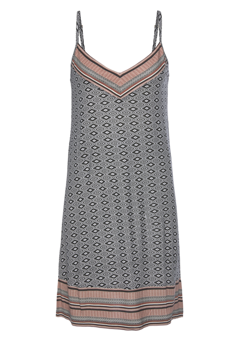 Bild: Negligé von Vivance Dreams by Lascana: Negligé von Vivance Dreams. Im schönem Ethno-Muster mit Kontrastdetails. Kurze, figurumspielende Passform mit verstellbaren Spaghettiträger und V-Ausschnitt.Weiche Single-Jersey-Qualität aus Viskose.