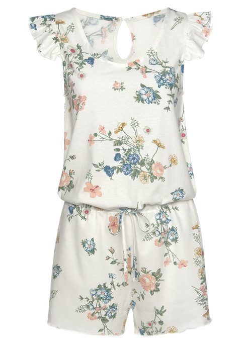 Bild: Playsuit von Vivance Dreams by Lascana: Verspielter Jumpy mit Rüschen an den Schultern aus 60% Baumwolle, 40% Polyester. Mit jedem Kauf eines Artikels aus Cotton made in Africa untestützt Du die Initiative.
