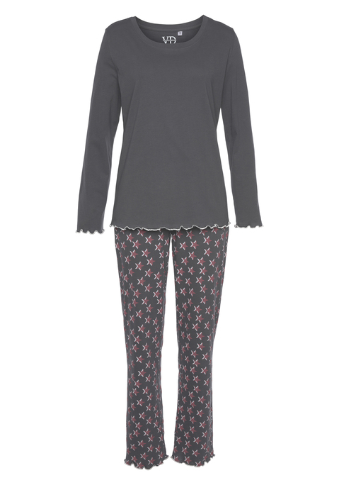 Bild: Pyjama von Vivance Dreams by Lascana: Pyjama mit Babylockdetails an den Säumen aus weicher Single Jersey-Qualität aus Baumwolle. Mit jedem Kauf eines Artikels aus Cotton made in Africa untestützt Du die Initiative.