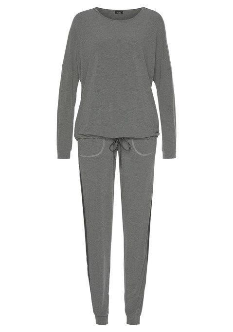 Bild: Pyjama von Vivance Dreams by Lascana: Toller Pyjama in Melange-Optik aus 60% Polyester, 36% Viskose, 4% Elasthan.