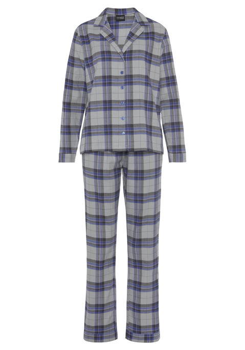 Bild: Pyjama von Vivance Dreams by Lascana: Klassischer Flanellpyjama von Vivance Dreams mit Reverskragen und durchgehender Knopfleiste. Lange Hose mit seitlichen Eingrifftaschen und Gummizugbund. Angenehme Baumwollqualität.