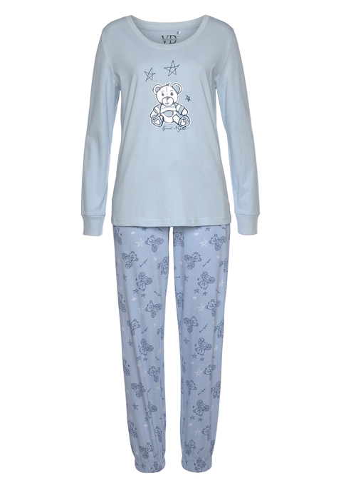 Bild: Pyjama von Vivance Dreams by Lascana: Pyjama mit Bärchen-Alloverdruck aus weicher Single Jersey-Qualität aus Baumwolle. Mit jedem Kauf eines Artikels aus Cotton made in Africa untestützt Du die Initiative.